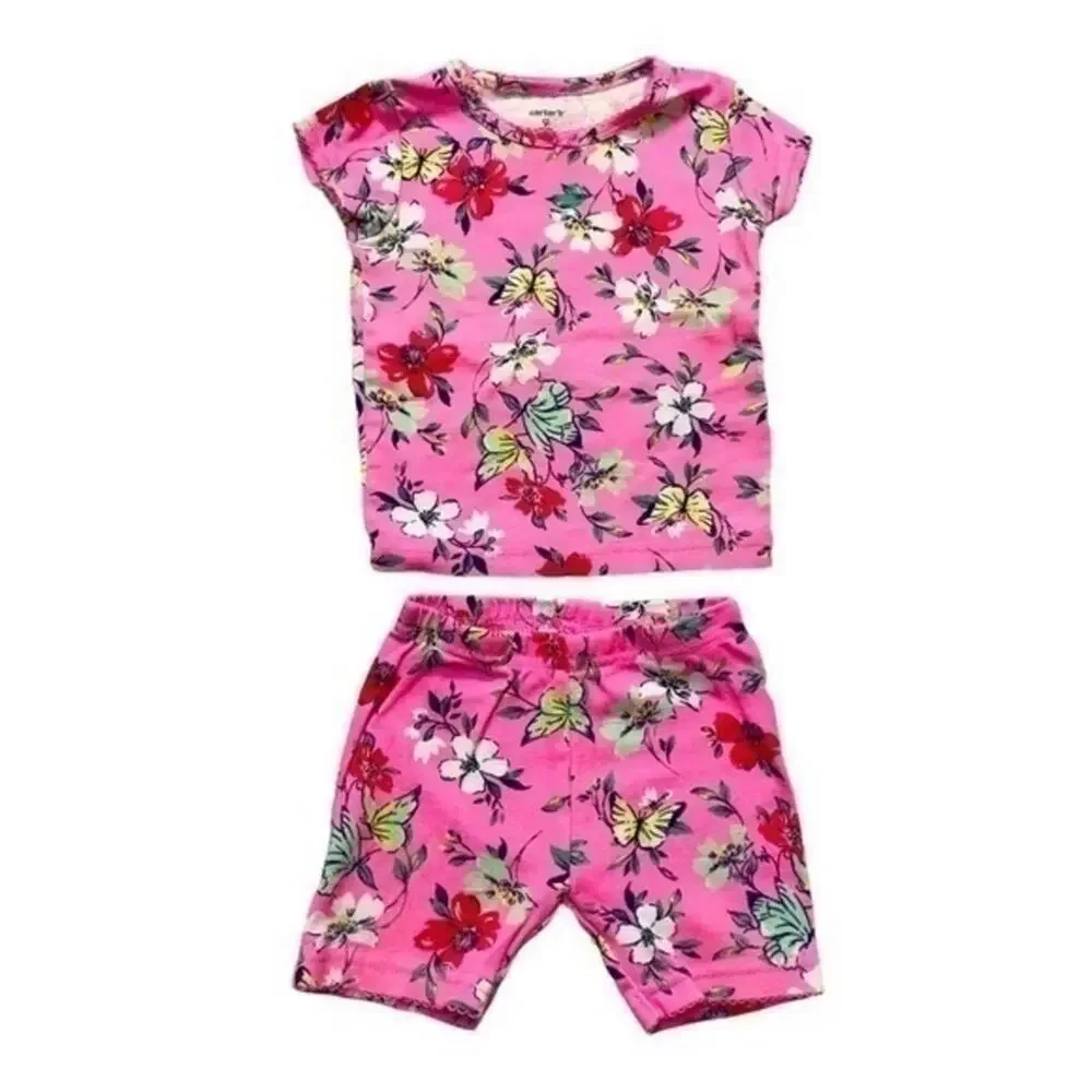 Carter’s 2 Piece Pajama Set Short Sleeve Top and Shorts Size 6 Months tropical